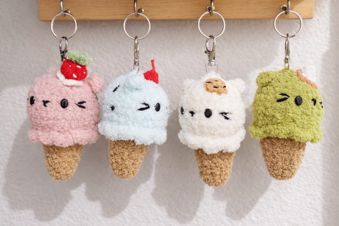 Cat Ice Cream Keychain