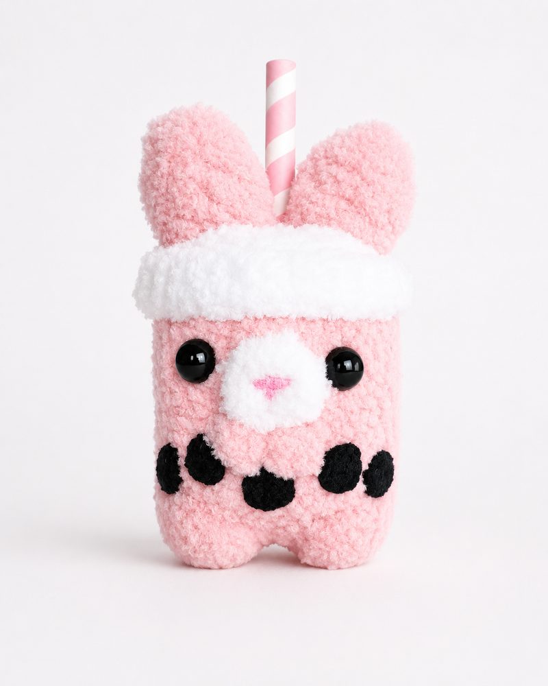 Strawberry Milk Bunny Boba Plush view 4