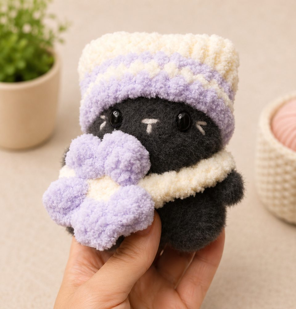 Cozy Kitten with Beanie