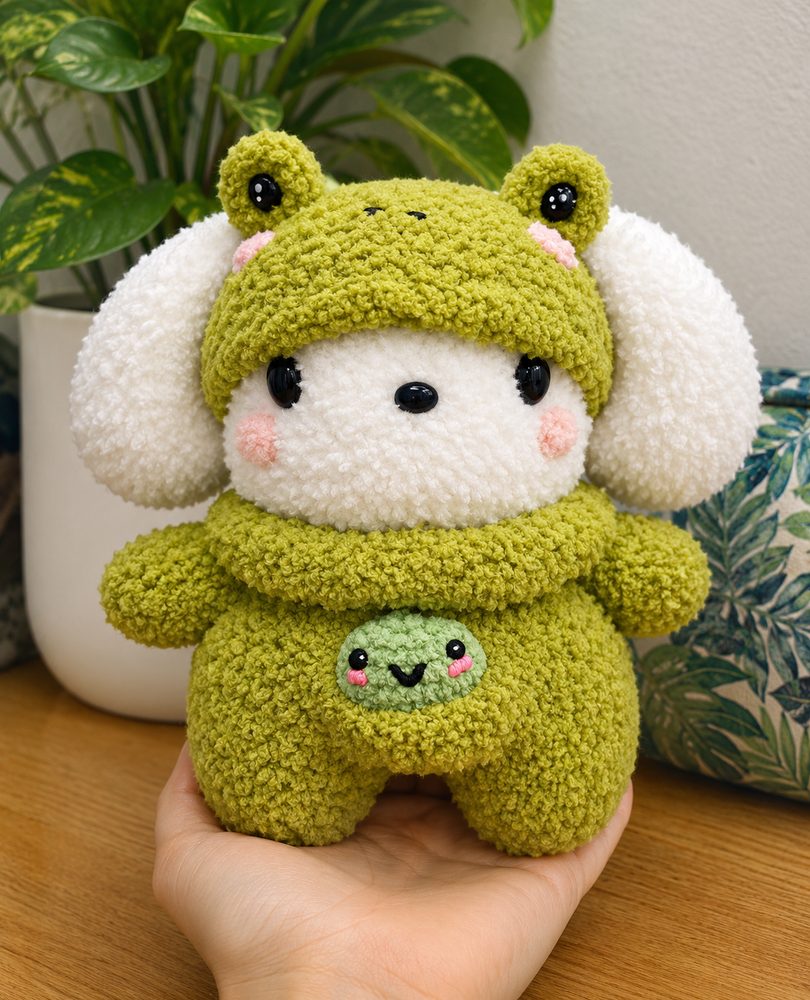 Puppy in Frog Outfit view 4