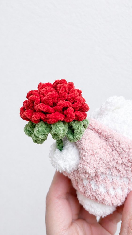 Bear in Heart Sweater Holding Flower view 4