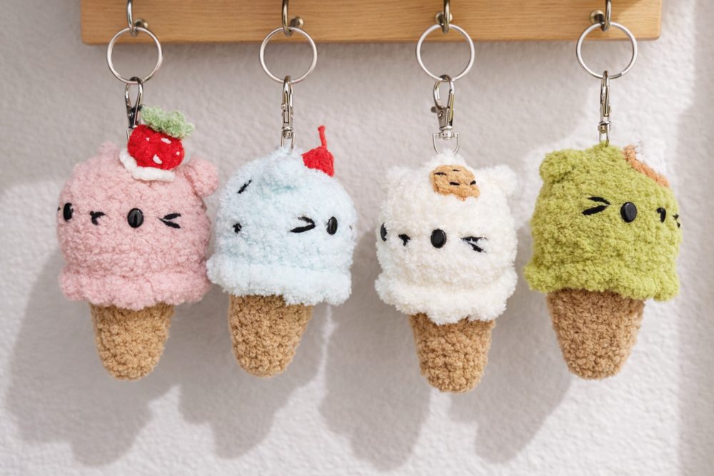 Cat Ice Cream Keychain