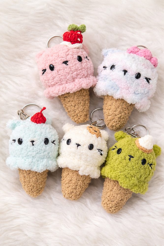 Cat Ice Cream Keychain view 2